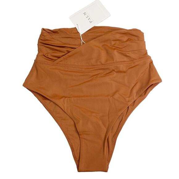 PALM Swimwear Kelly High Waist Wrap Swim Bottom in Cinnamon - Picture 3 of 9
